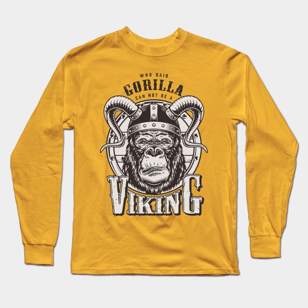 Gorilla Viking Long Sleeve T-Shirt by BullBee